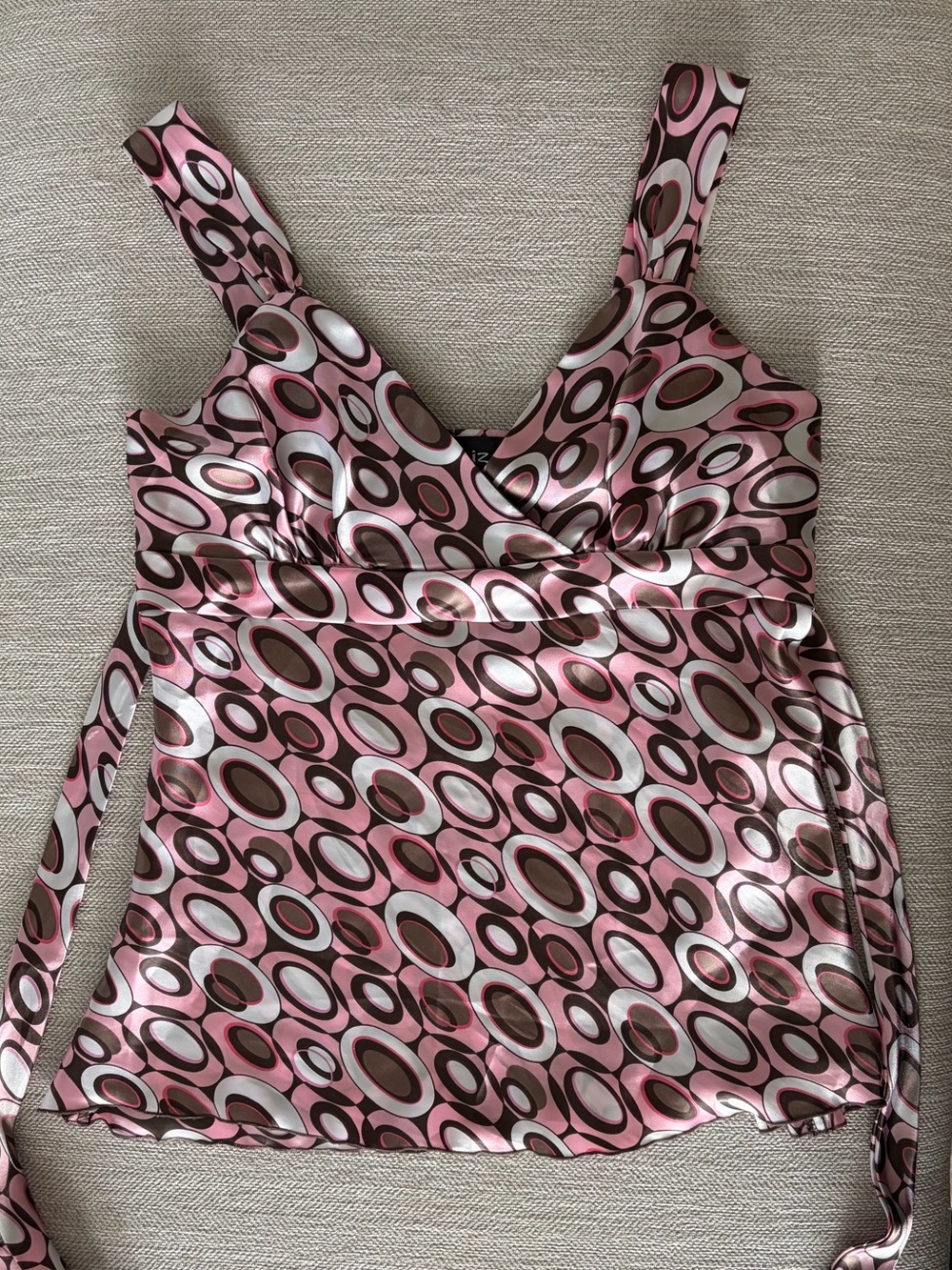 Byer California Pink and Brown Geo Print Wrap Camisole